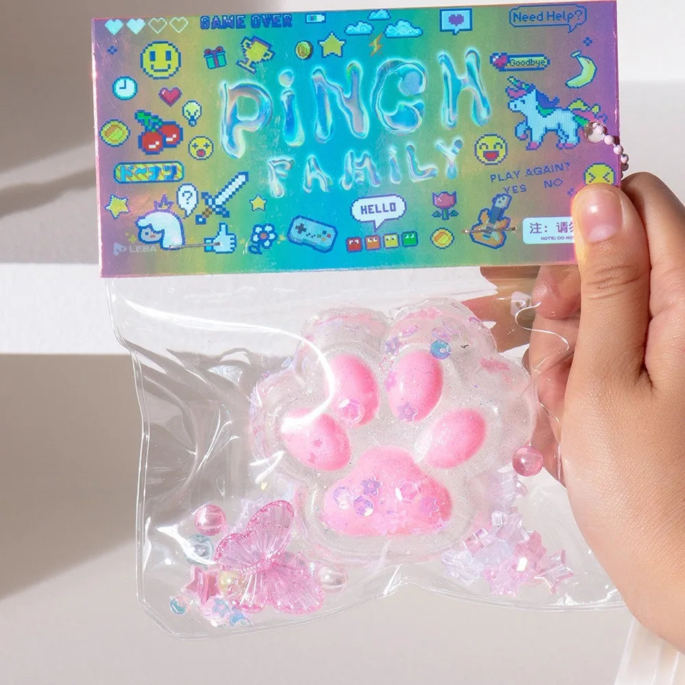 Squeeze Cat Paw Toys Pinching Cat Paw Decompressing Toy Soft Sticky Stress Relief Relax Toys