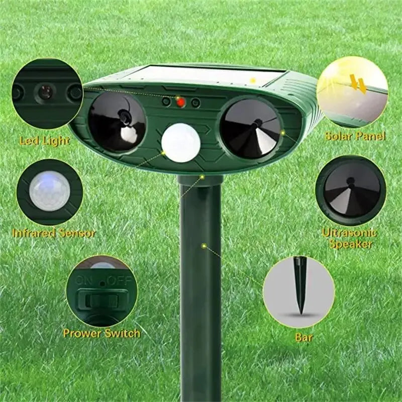 1pc ultrasound  Repellant Cat Dog Repellant Solar Powered Rechargeable Garden Waterproof creature Deterrent For Farm Yard