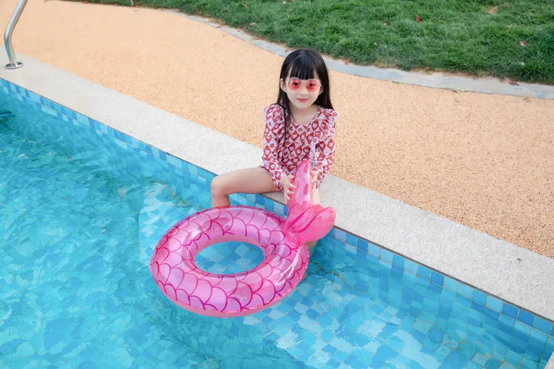 Rooxin Inflatable Swimming Ring Mermaid With Backrest Pool Floaters for Adult Teens Water Play Tube Swimming Mattress Pool Toys