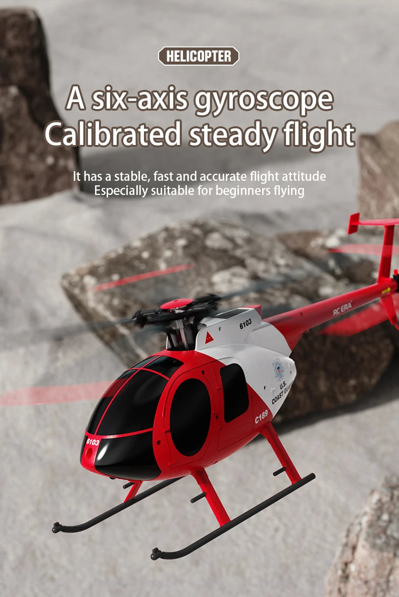 1:28 C189 RC Helicopter MD500 Brushless Dual-motor Remote Control Model 6-Axis Gyro Aircraft Toy One-click Takeoff/landing
