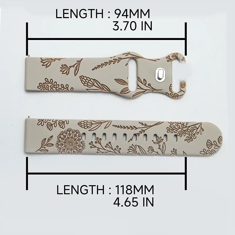 Two-tone Silicone Band Engraved Strap for Samsung Galaxy Watch 7/6/5/4/Active 2 40mm 44mm/Watch 5 Pro 45mm/Watch 3 41mm Straps