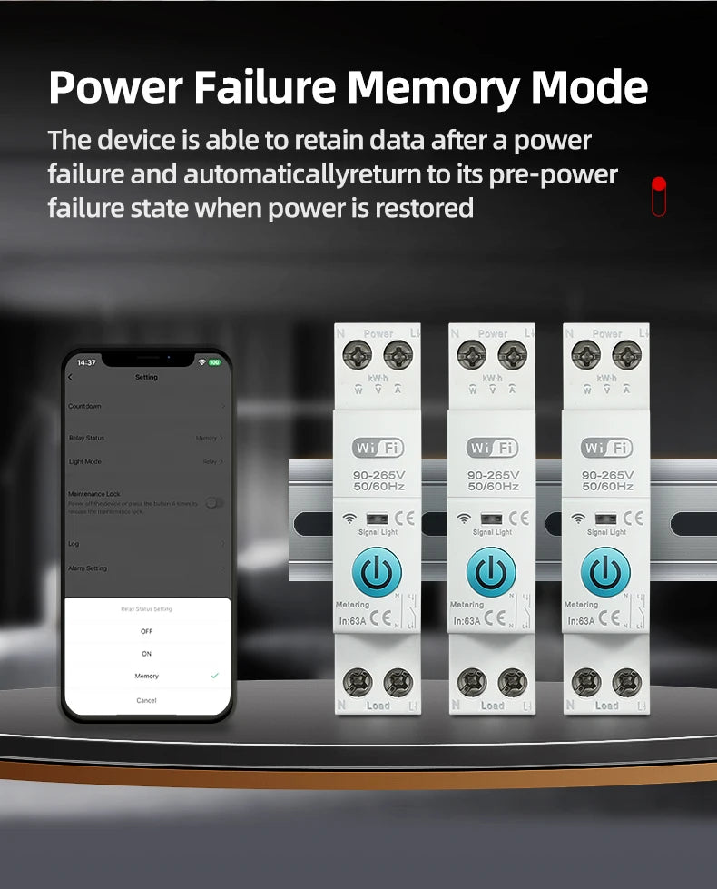 Tuya WiFi Smart Circuit Breaker MCB 1P+N 63A Timer Power Energy kWh Voltage Current Meter Protector Voice Remote Control Switch