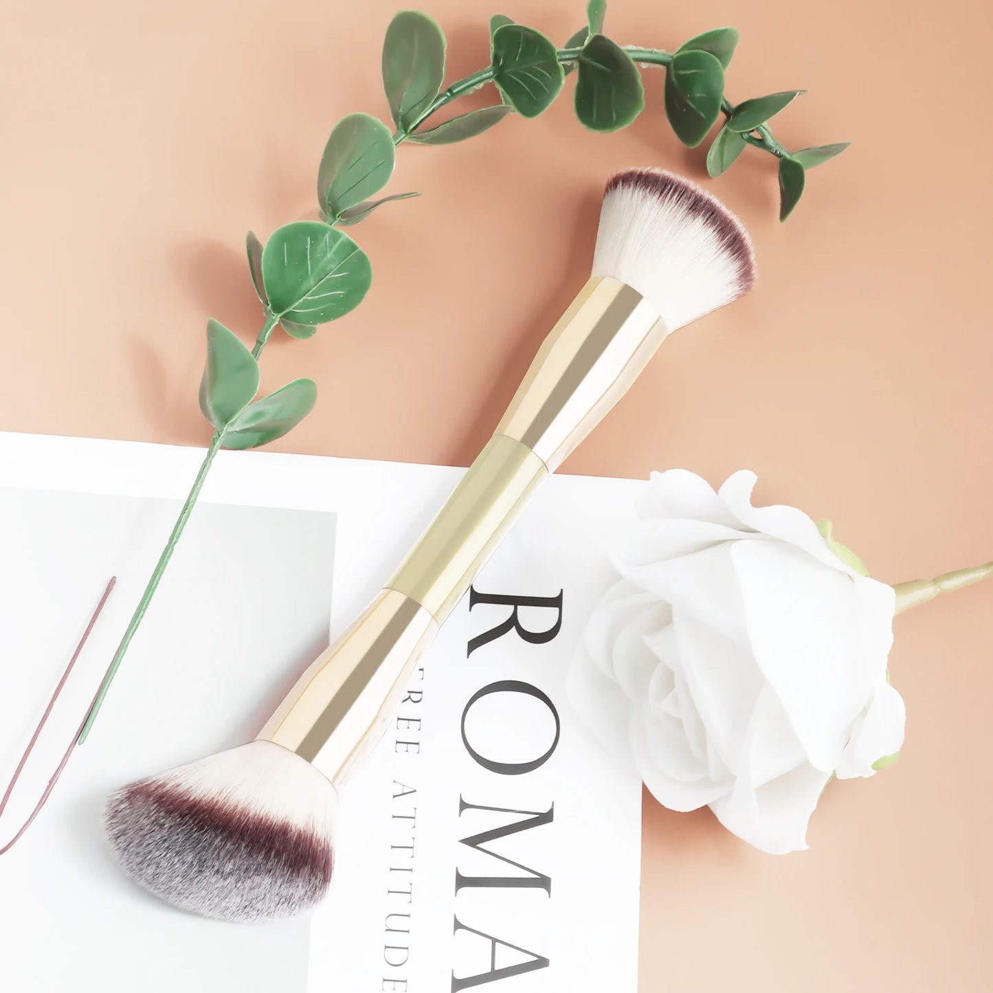 1pc Professional Makeup Brush Includes Dual-Ended Face Brushes Angled Brush Short Handle Foundation Brush