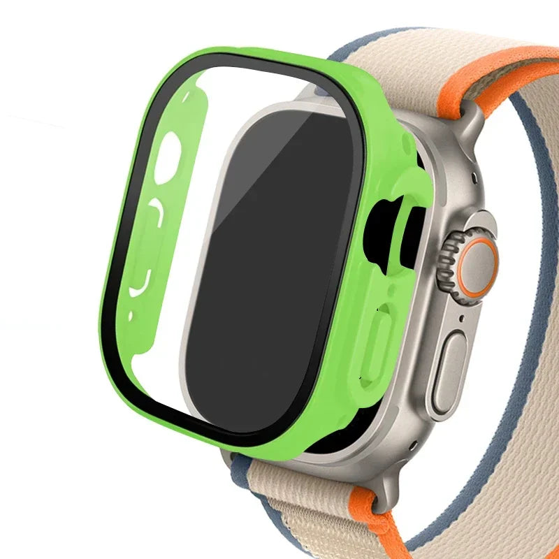 Glass+case For Apple Watch Ultra 2 case 49mm smartwatch PC Bumper+Screen Protector Tempered Cover iwatch series band Accessories