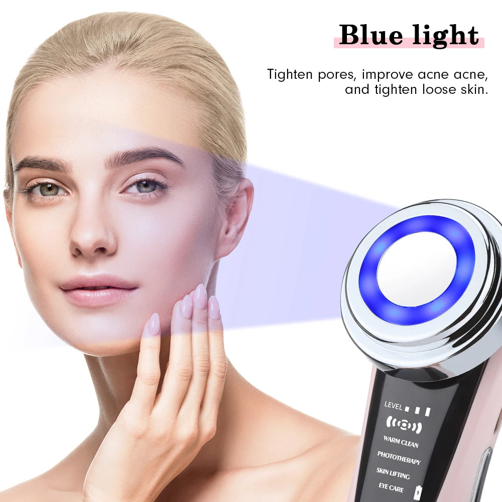 7 in 1 Face Lift Devices Microcurrent Skin Rejuvenation EMS RF Women Facial Massager Light Therapy Anti Aging Wrinkle Beauty