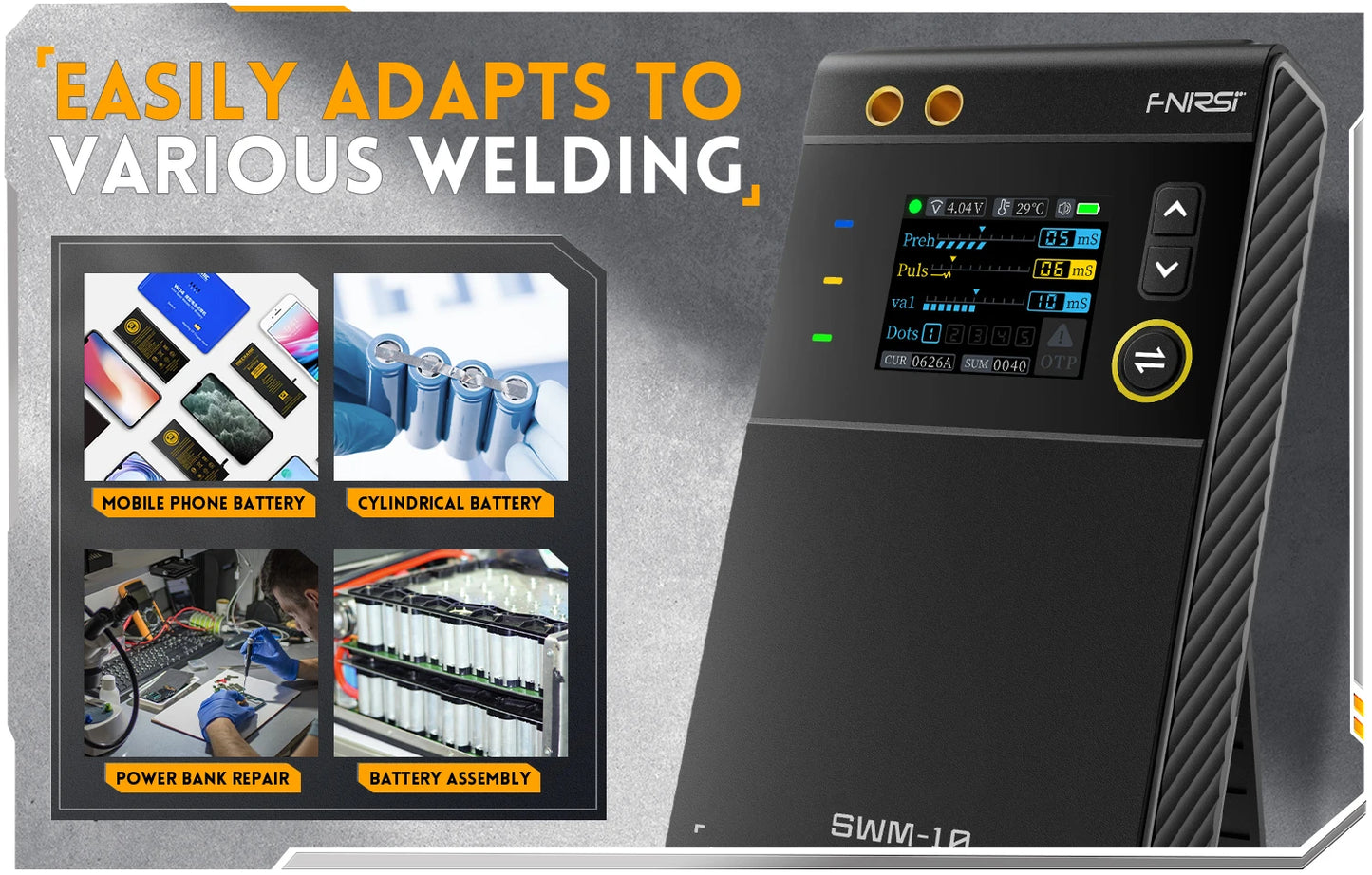 FNIRSI SWM-10 Portable Battery Spot Welder DIY Mini Welding Machine 18650 Battery Pack Welding Tool 5000mah Weldable 0.25mm