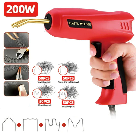 200W Upgraded Plastic Welding Gun Kit High Power Repairer EU Bumper Soldering Iron Staples PVC Car Repair Kit Nail Wire Tool