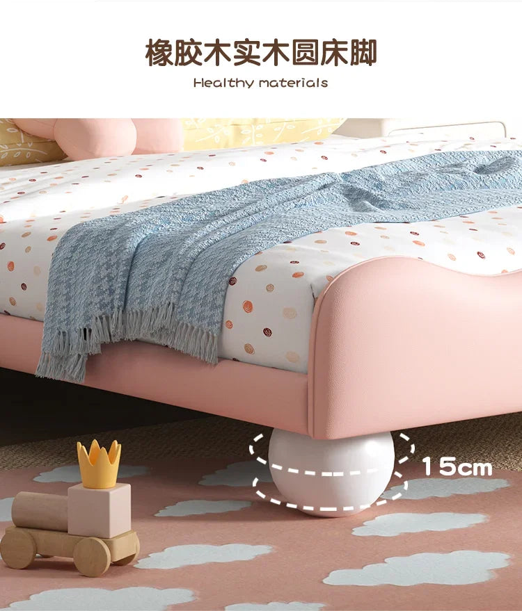 Cute Princess Children Beds Mattress Modern Pink Comferter Bed Luxury Wood Cama Infantil Bedroom Set Furniture