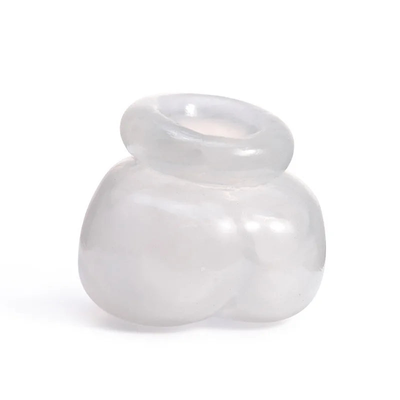 TPE Squeeze Ball Testicle Sack Enhancer Cock Sleeve Penis Ring Scrotum Pouch Erection Delay Ejaculation Adult Sex Toys for Men