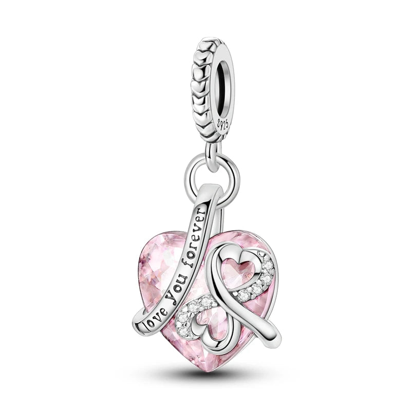 925 Sterling Silver Princess Powder Series Exquisite Daily Bow Sweet Charms Beads Fit Pan Original Bracelets DIY Jewelry