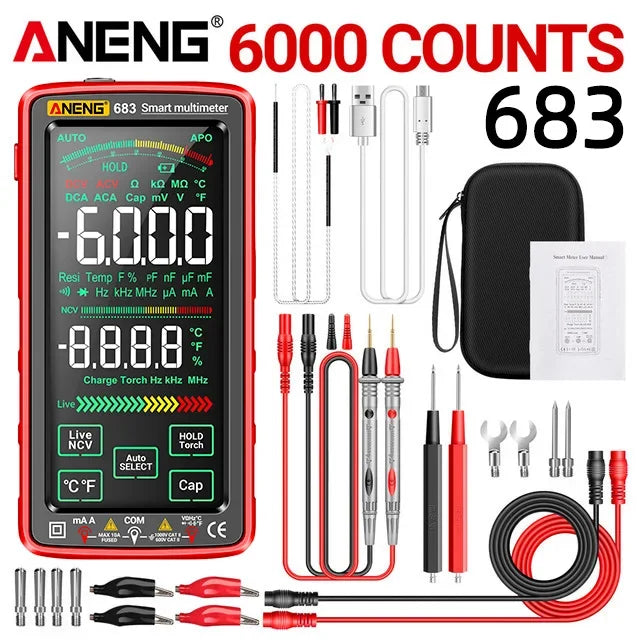 ANENG 683 Smart Multimeter Tester Current Tool High-end Touch 6000 Counts Multimetro Test Rechargeable Multitester AC/DC Voltage