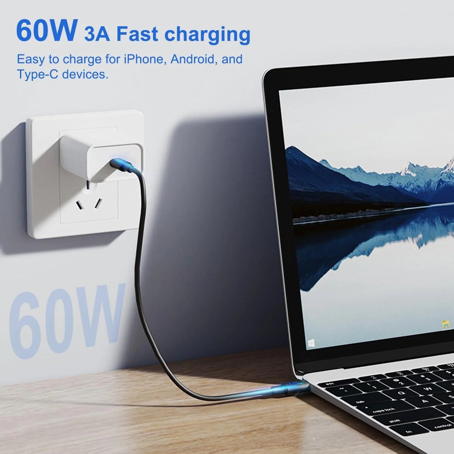 MagiicFiber PD60W USB C To Type C Cable For iPhone 14 Pro Max 5 in 1 Cable Charging Case Set USB Adapter Cable For Samsung S23 X
