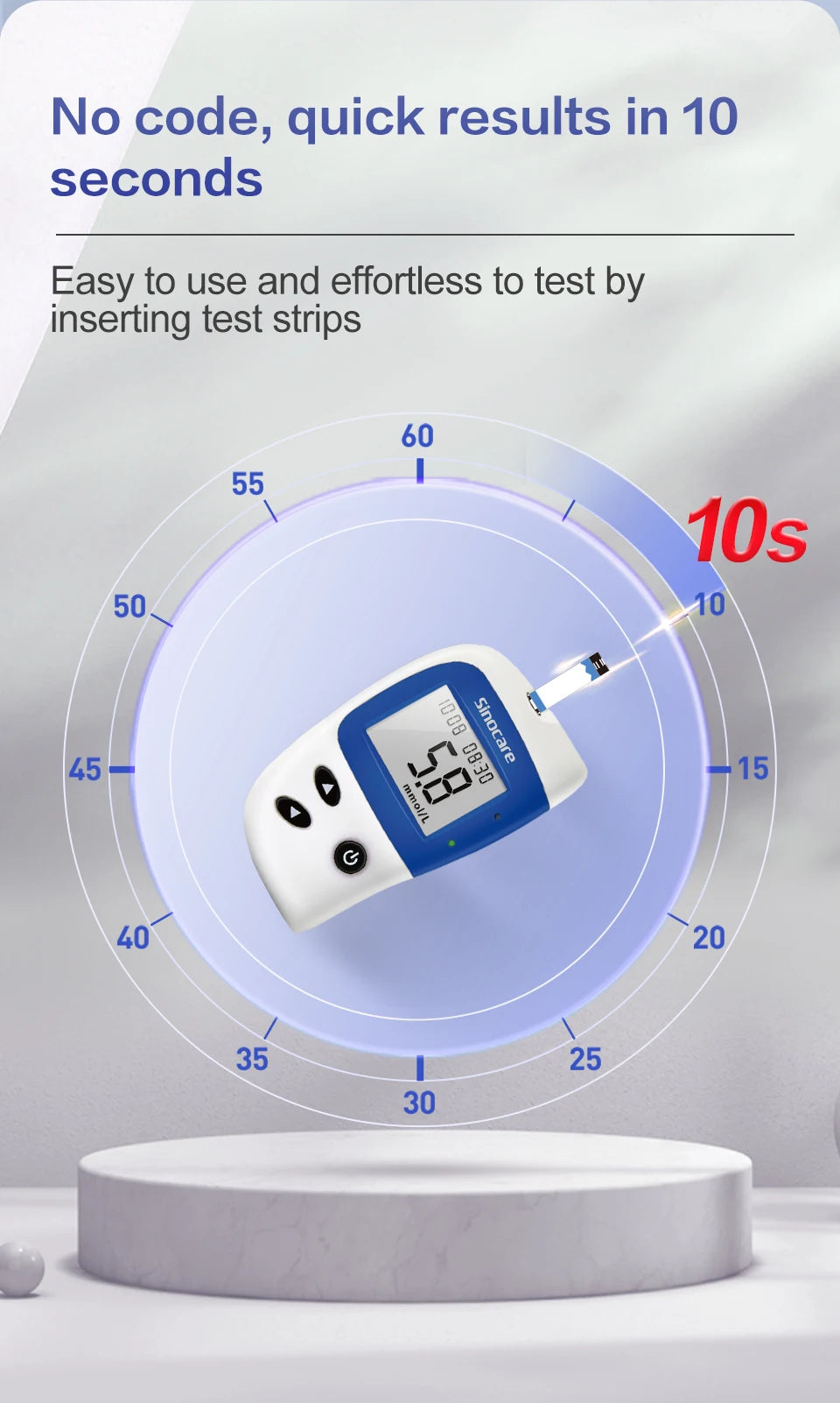 Sannuo Sinocare Safe ACCU2 Blood Glucose Meter Blood Sugar Test Kit Diabetes Home Glucometer with 50pcs Strips or only strips