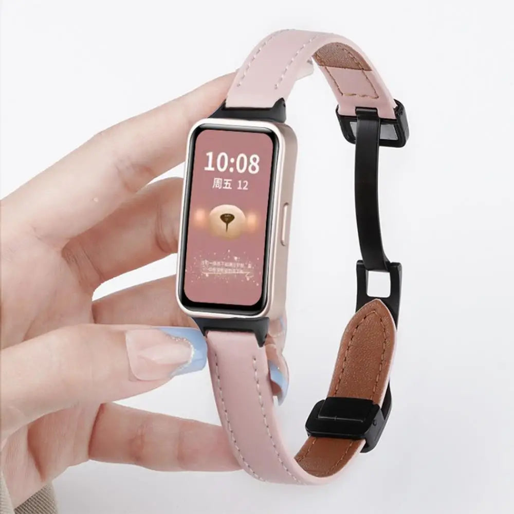 Magnetic Leather Strap for Huawei Band 10 9 8 NFC Soft Sport Replacement Breathable Correa Band10 Bracelet Wristband Accessories