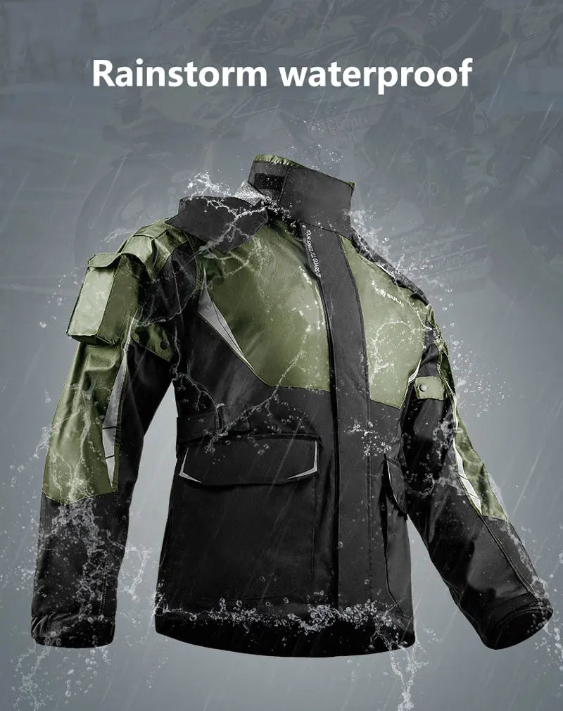Men Women Waterproof Motorcycle Rider Raincoat Suit Set Reflective Light Raincoat For Riding Jacket Pants Set
