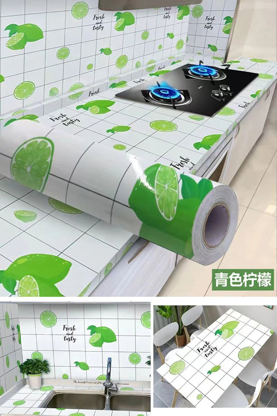 Kitchen Oil Resistant Stickers Waterproof Self-adhesive Wallpaper Stove Countertop Protective Pad Cabinet Countertop Marble Film