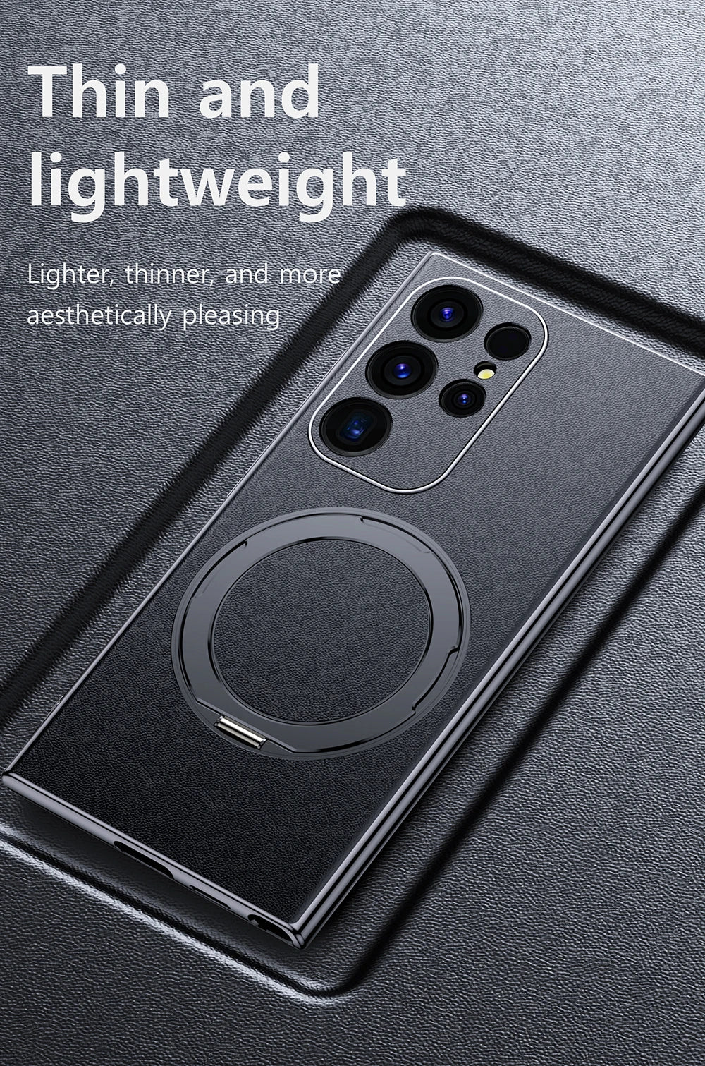 LANGSIDI Leather Magnetic Metal Ring holder Case For Samsung Galaxy S24 Ultra s23 S24 + plus shockproof Slim Protection