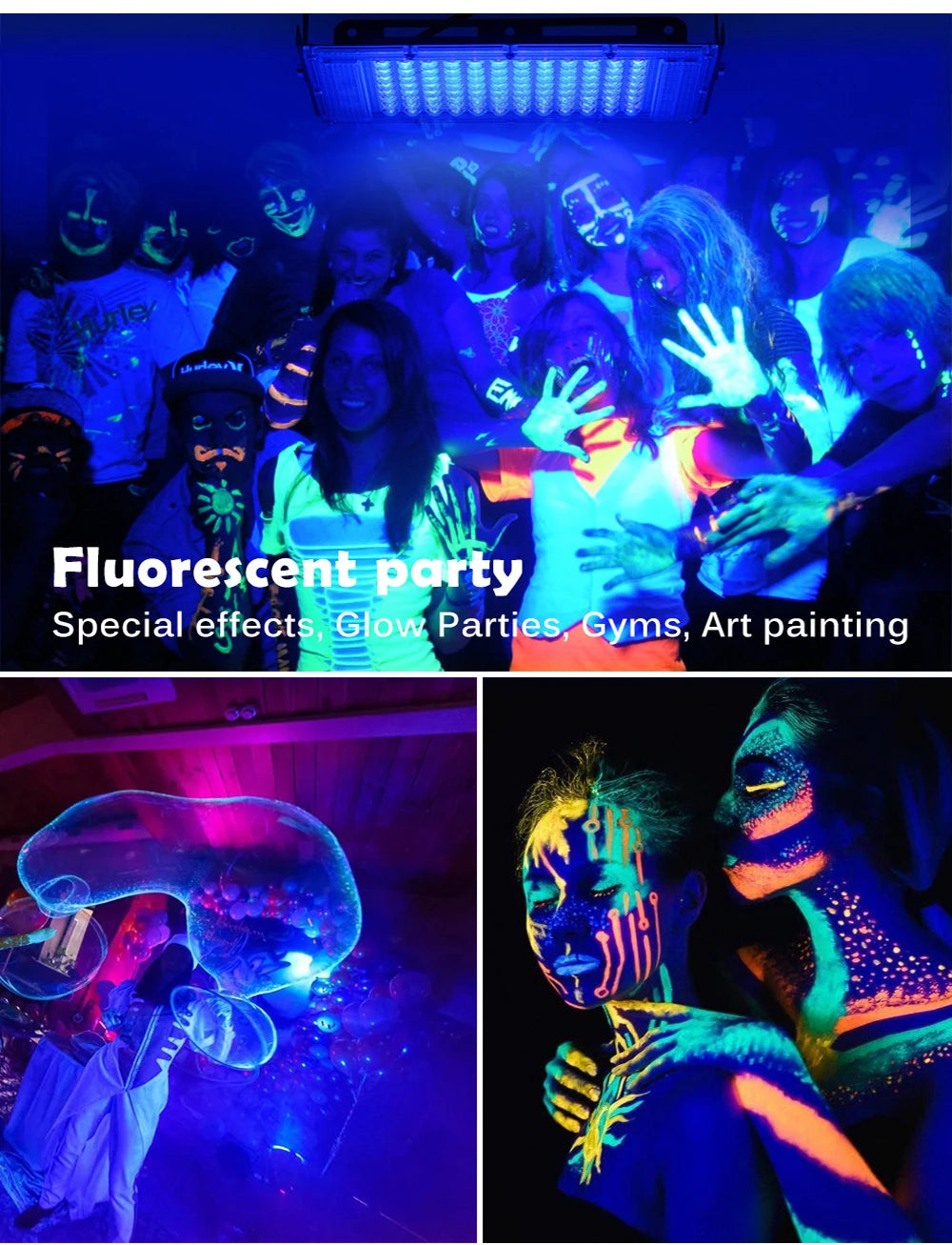 UV Flood Light AC 220V 50W 100W LED Stage Blacklight Ultraviolet Flood Effect Light for Halloween Xmas Dance DJ Disco Party Bar
