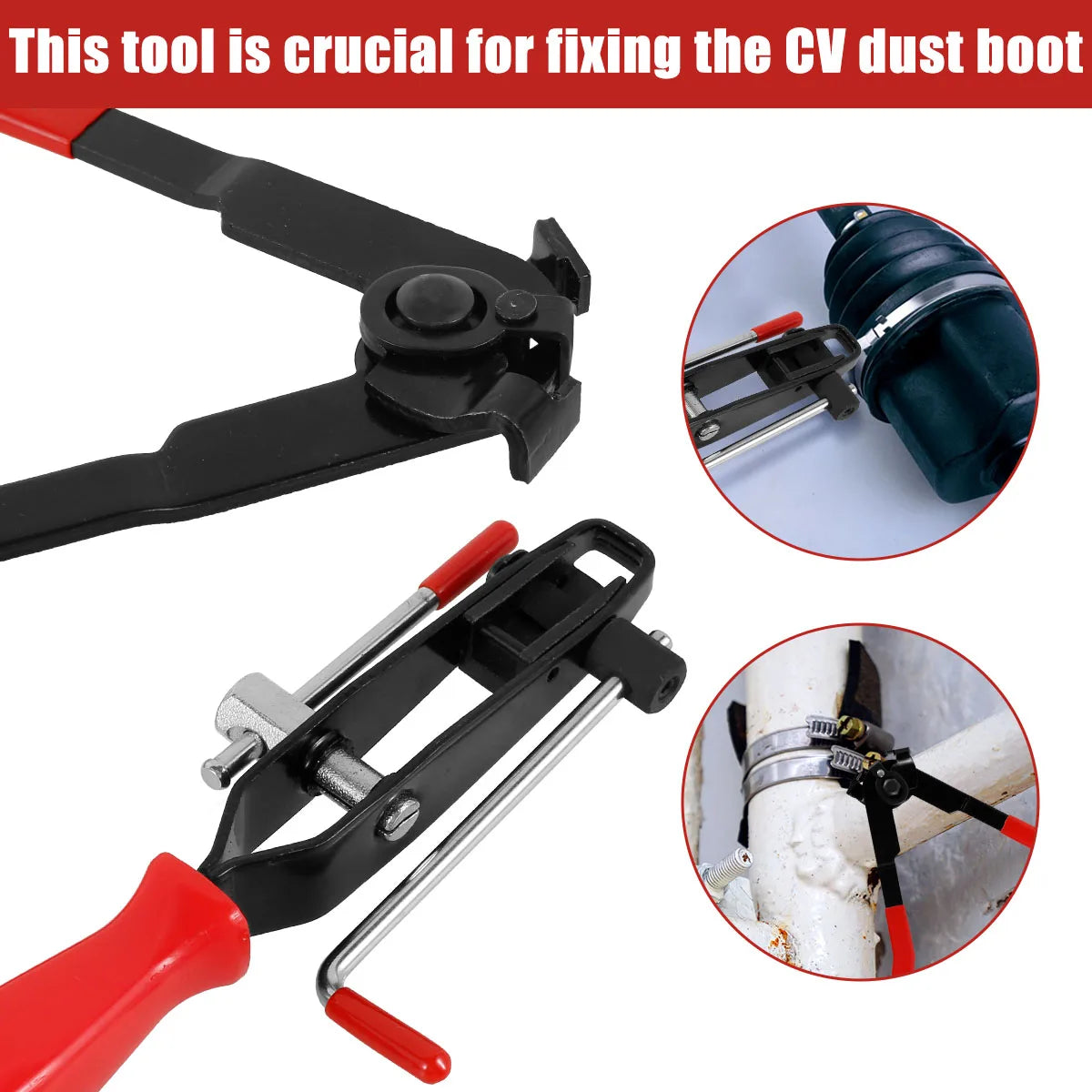 CV Joint Boot Clamp Pliers Set Stainless Steel Car Banding Tools Kit Professional Ear Boot Tie Pliers or CV Boot Clamps for Auto