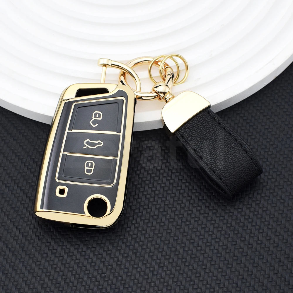 TPU Car TPU Folding Key Cover Shell For VW Volkswagen MK7 GTI 7 Golf 7 Golf R Skoda Octavia A7 SEAT Bag Case Holder Protector