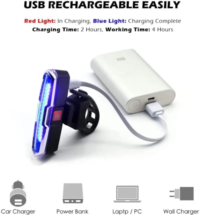 Bicycle Rear Lights LED Bike Flashlight Lamp USB Rechargeable Cycling Rear Tail Light for Bicycle Lighting MTB Road Bike Lantern