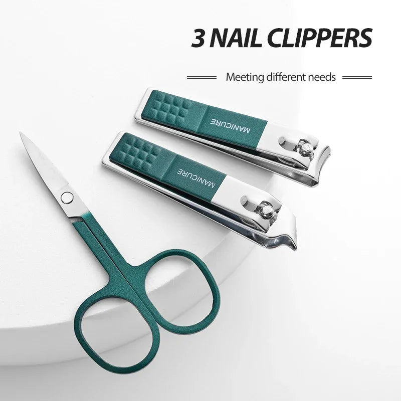 Scissors Set Ear Pick Nail Clipper Tool Household Nail Clippers Stainless Steel Pedicure Knife Green 6 Piece Set Precision