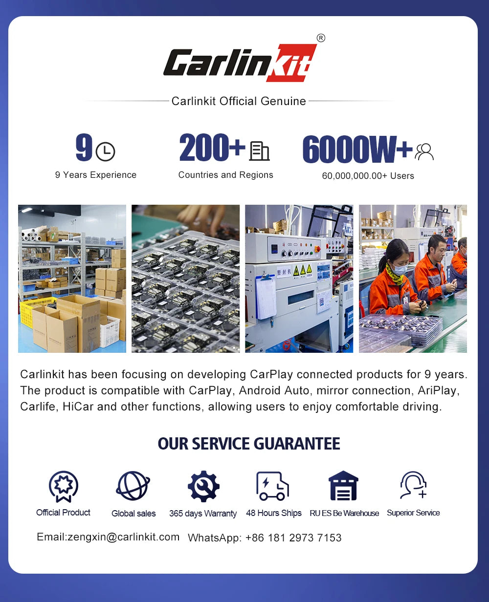 Hot Sale CarlinKit USB Wireless&Wired CarPlay Dongle Android Auto AI Box Mirrorlink Car Multimedia Player Bluetooth Auto Connect