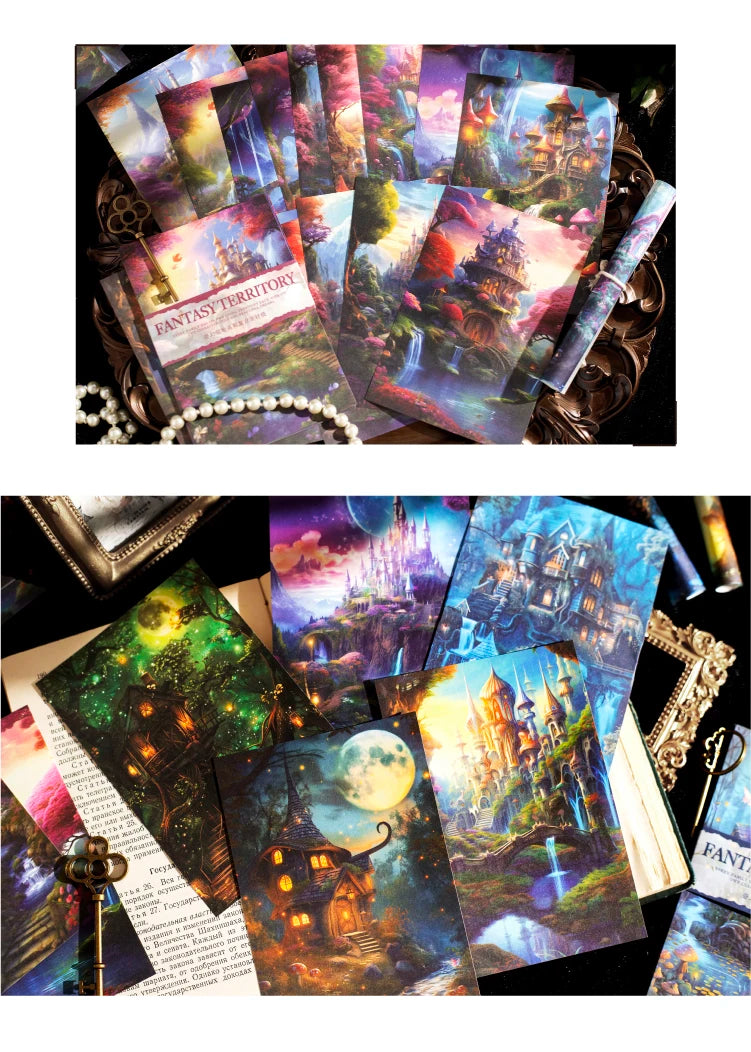 Journal Go 30pcs Fantasy Territory Junk Journal Scrapbooking Material Paper Memo Pads Cards Retro Background Decoration Paper