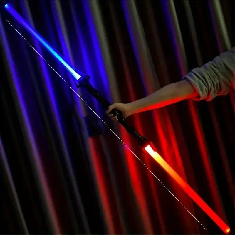 2PCS 2-in-1 Laser Sword Red and Blue Double Saber Transformation Children's Gift Cosplay Weapon Boy Toy
