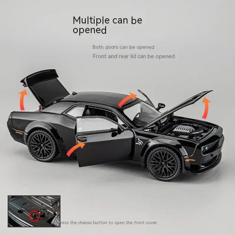 1：32Die-cast Metal Dodge Challenger Toy Car Simulation Model Can Light Up Can Drive Boring Boy's Gift Christmas Gift