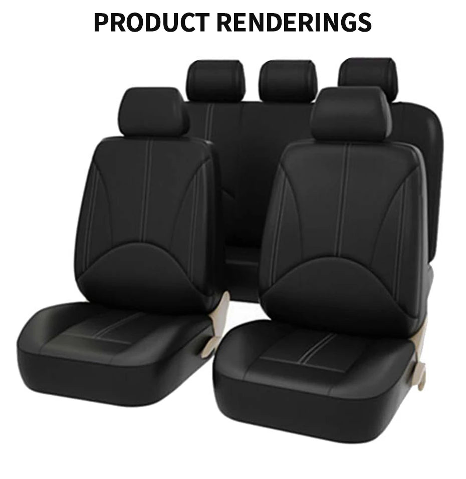 SEAMETAL Leatherette Car Seat Cover Set Breathable Auto Seat Cushion Universal Full-Wrapped Seat Cover Compatible with Airbag