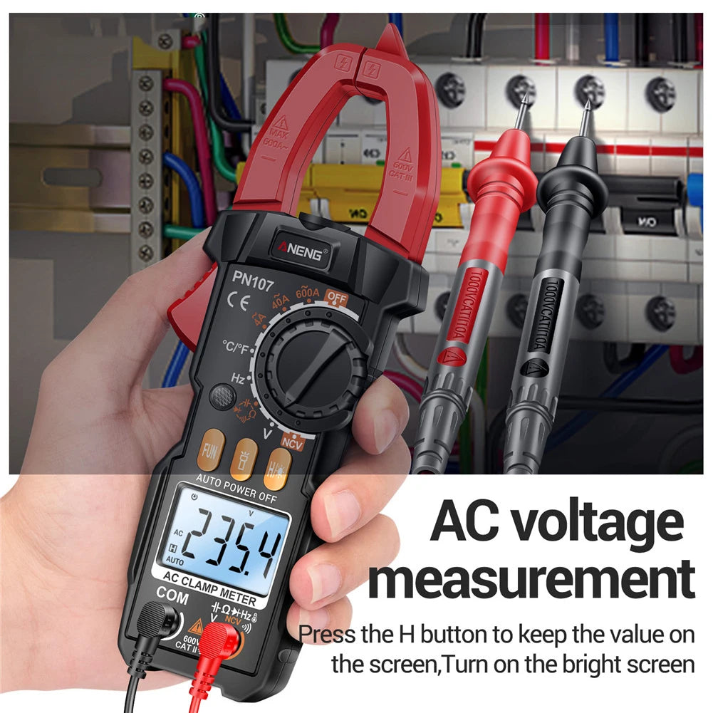 ANENG PN107 Digital Clamp Meter Multimeter Professional 600A AC Current Tester Ammeter Voltmeter with Temperature Frequency Tool