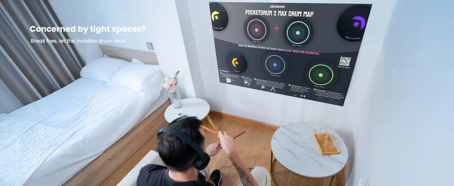 2024 New Pocket Drum 2 MAX Somatosensory Digital Electronic Air Drum Stick Set Drumsticks & Foot Pedals & Bluetooth Adapter