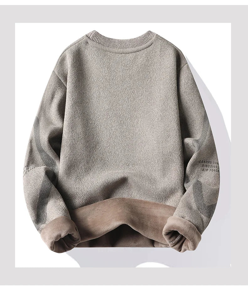Mens Thickened Sweater Stripe Velvet Pullover Men's Winter Clothes Elegant Luxury Brand Fashion Knitted Sweaters