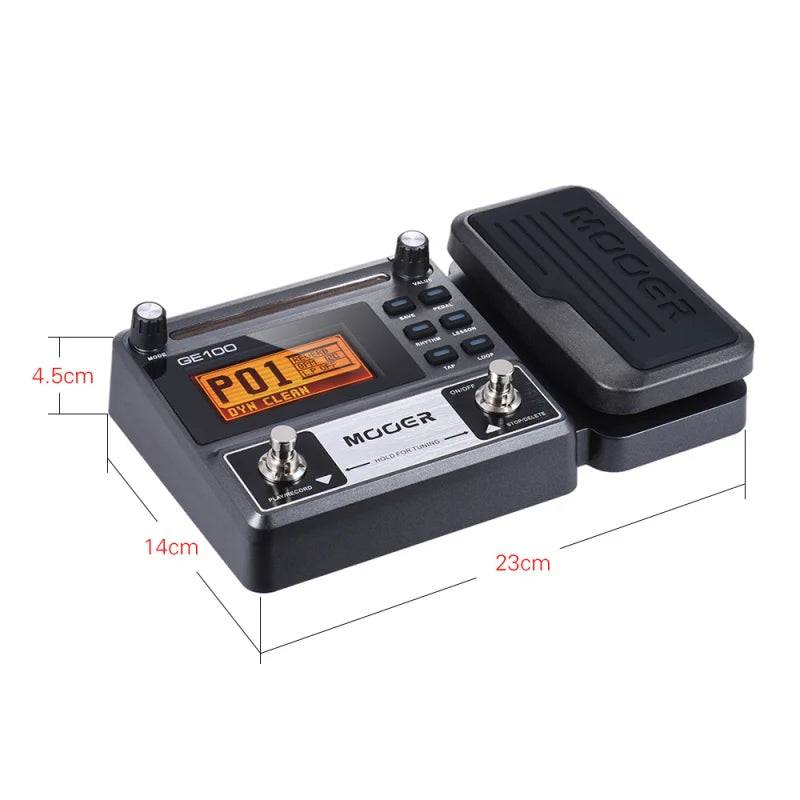 MOOER GE100 Guitar Multi-effects Processor Effect Pedal with Loop Record Tuning Tap Tempo Rhythm Scale & Chord Lesson Function