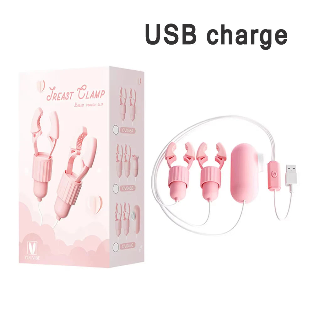 Sucking Vibrating Nipple Clamp Tongue Licking Vibrator For Women Breast Massage Labia Clitoris Clip Stimulation Massager Sex Toy
