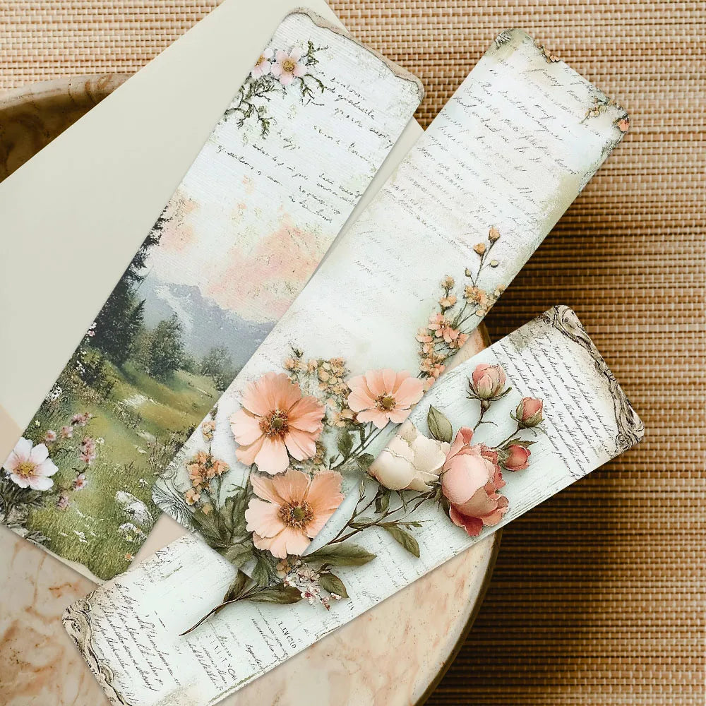 30pcs Retro Aesthetic Flowers Landscape Paper Bookmark For Students Readers Gift DIY Library Office Book Club Page Markers