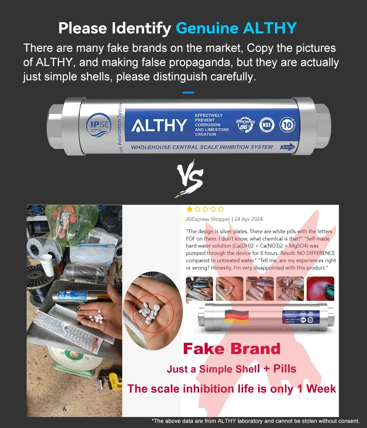 ALTHY AL-WS100 Whole House Water Descaler Scale Inhibition Softener System Machine Anti Limescale Corrosion & Hard water