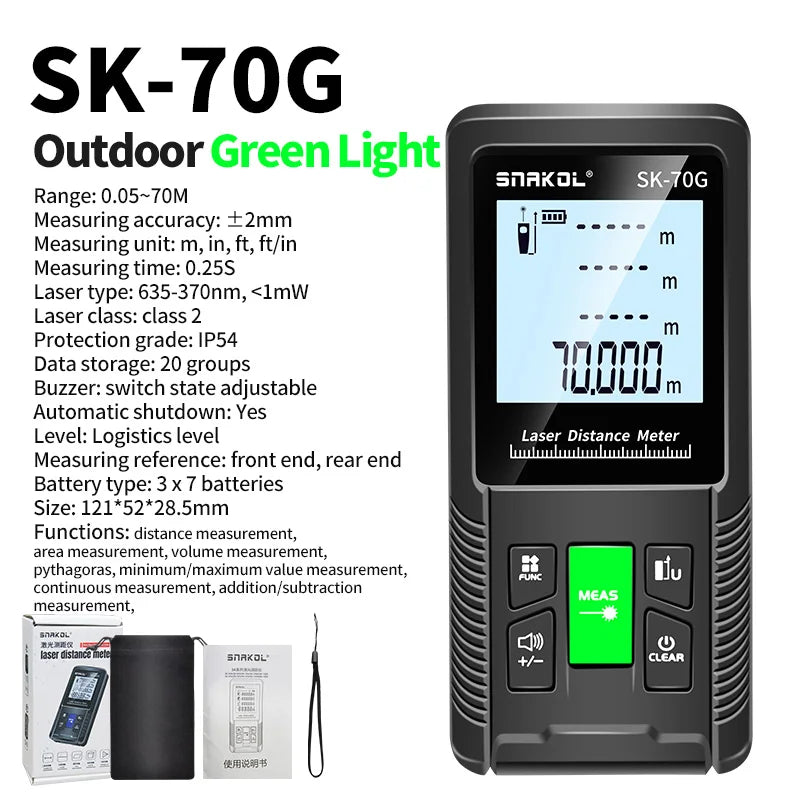 Snakol Laser Distance Meter 40m 50m 70m 100m 120m Rangefinder Digital Range Finder Trena Roulette Ruler Distance Measuring Tape