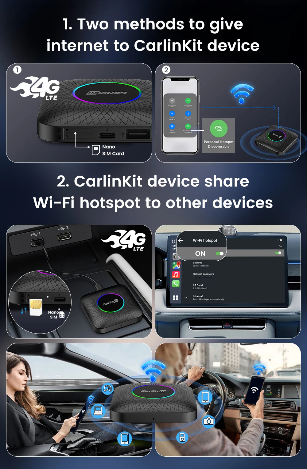 CarlinKit SDM660 Android 13 TV Box CarPlay Ai Box 8G+128G Wireless CarPlay Android Auto 4GLTE BT WiFi Streaming Box for OEM Car