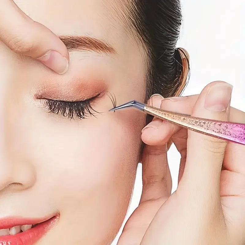 1Pieces Professional Eyelash Extension Tweezers With Rubber Tips Tweezers, Ombre Color Precision Stainless Steel Tools For Beaut