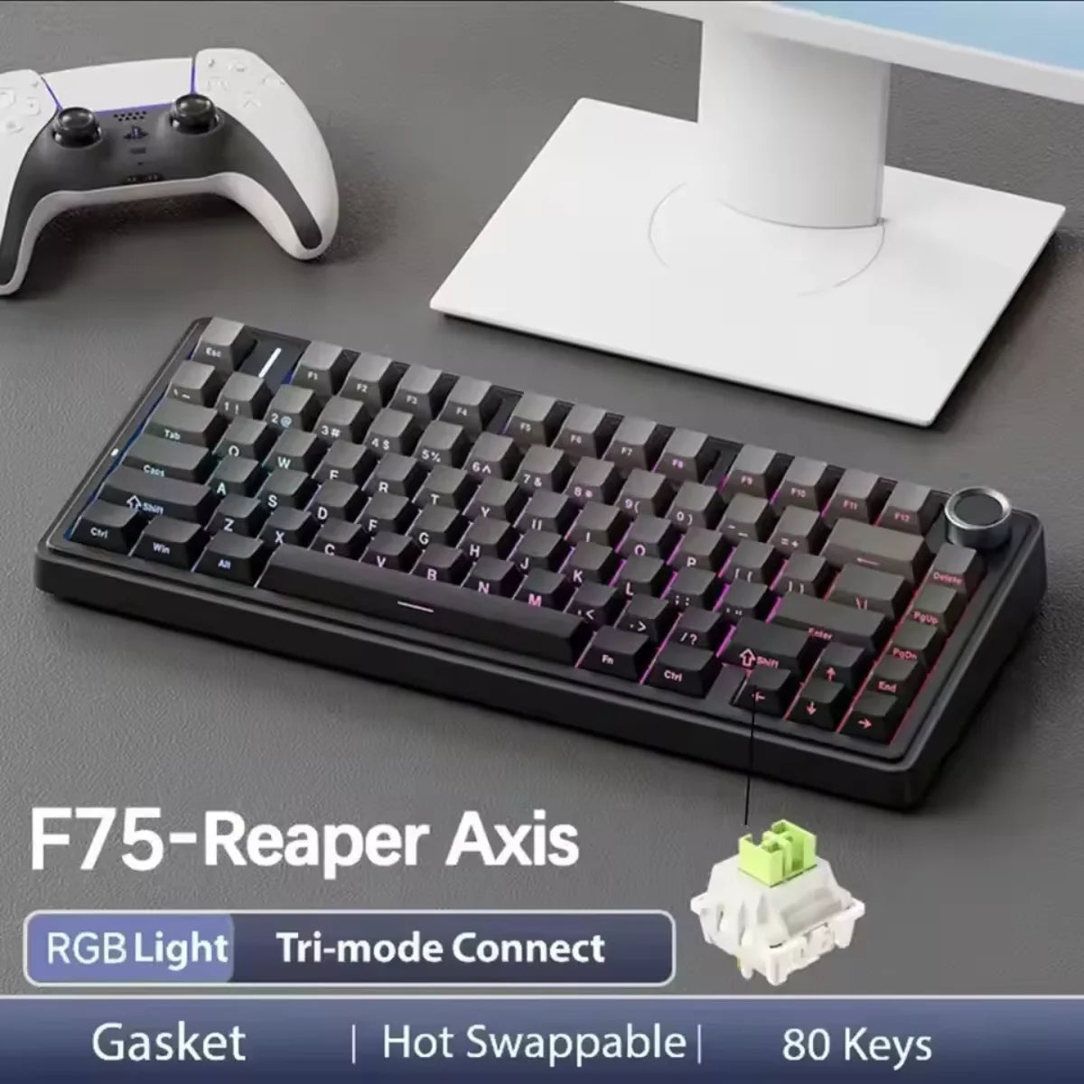 AULA F75 Mechanical Keyboard Wired/2.4G Wireless/Bluetooth RGB PBT 75% Layout OEM Profile Gasket Customized Pc Gaming Keyboard