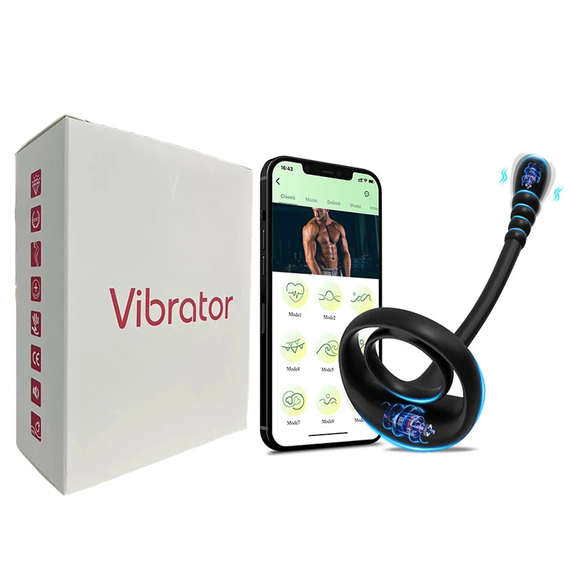 APP Remote Control Anal Vibrator Testicle Prostate Massage Stimulate Butt Plug Male Masturbator Cockring Sex Toy for Men
