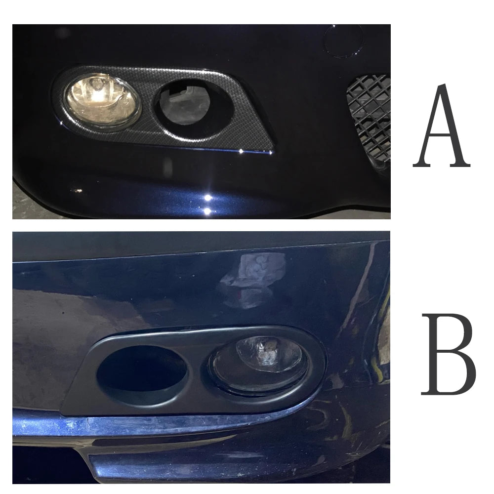 Carbon Fiber Fog Light Cover for BMW E46 M3 2001-2006 Glossy Black Fog Lights Grill Frame Surrounds Air Duct Fog Lamp Hood