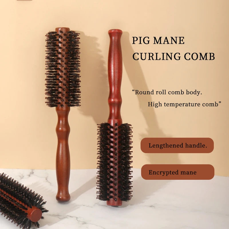 6 Types Curly Hair Comb Hairdressing Styling Tools Wooden Handle Bristle Rolling Hairbrush Combs