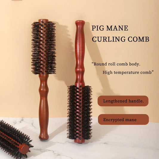 6 Types Curly Hair Comb Hairdressing Styling Tools Wooden Handle Bristle Rolling Hairbrush Combs