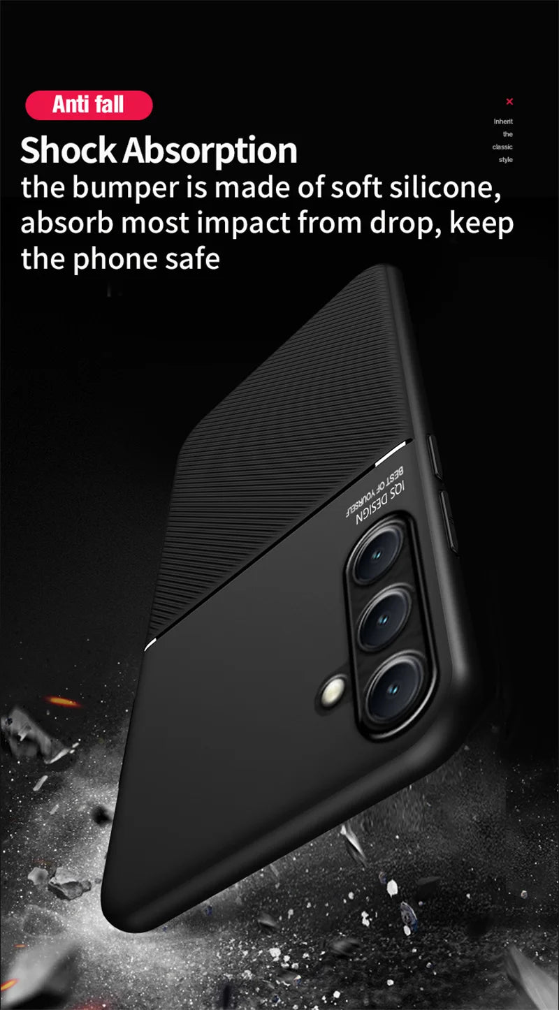 Car Magnetic Holder Leather Plate Phone Case for Samsung Galaxy S25 S22 S23 S24 Ultra Plus Edge S21 S20 FE 5G Soft Back Cover