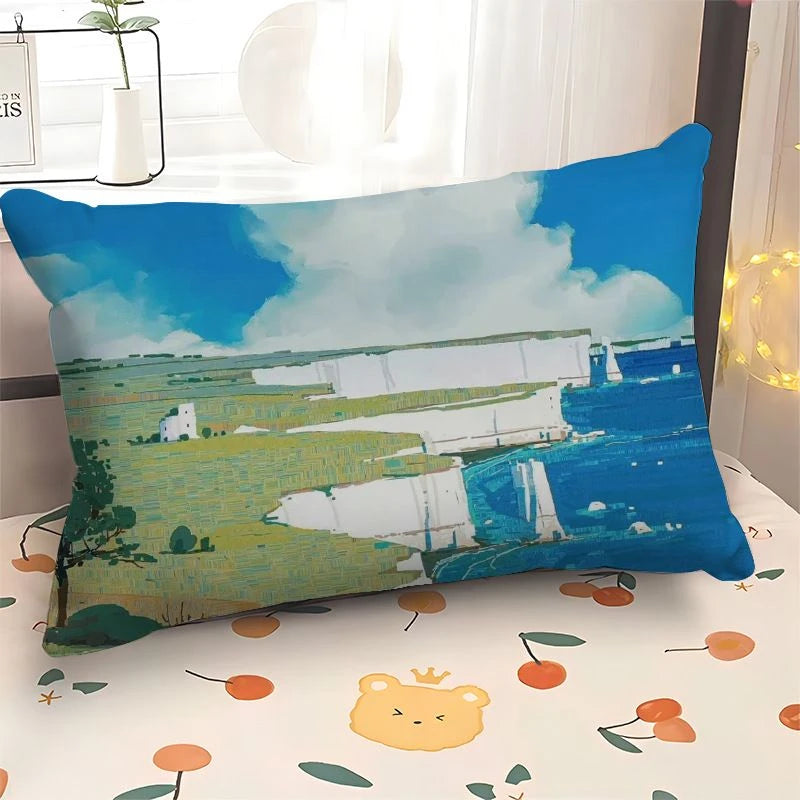 Scene Art Anime Cartoon Pillowcase, 30×50cm Rectangular Sofa Cover, 40×60cm Car Seat Cushion