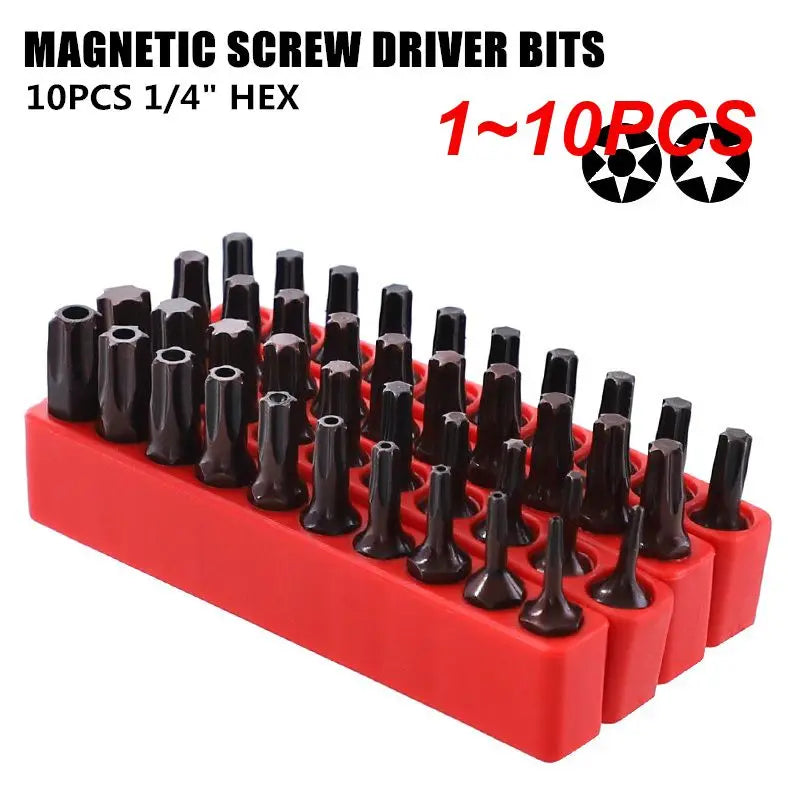 1~10PCS lot 1/4 Inch Alloy Steel 25MM Long Magnetic Torx Screwdriver Bits Set Hand Tools T8 T10 T15 T20 T25 T27 T30 T35