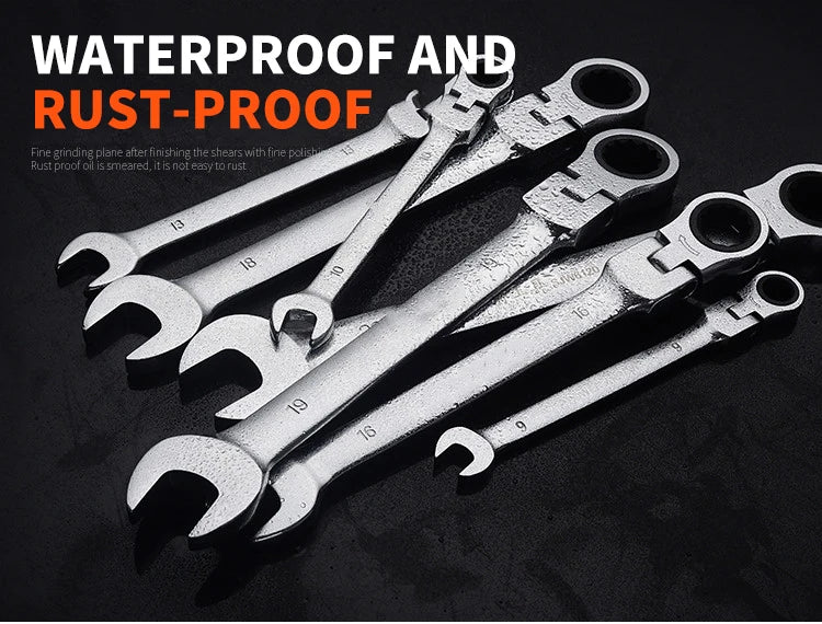 Flexible  Action Wrench Spanner Nut Tool Head  Metric Spanner Open End and Ring Wrenches Tool